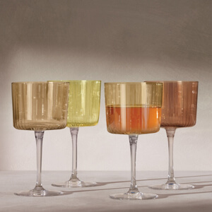 LSA Amber Gems Set of 4 Wine Glasses